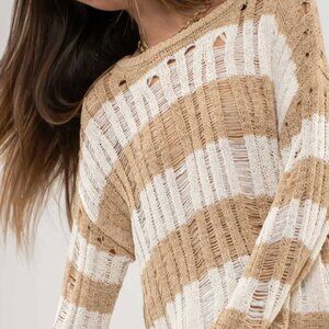 Boxy Slightly Cropped Striped Sweater